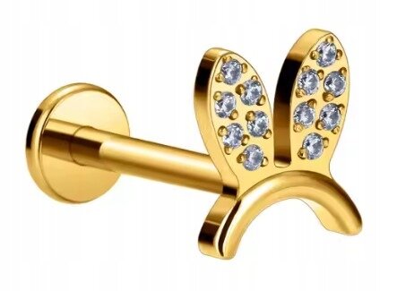 Tytanowy Kolczyk Labret PIERCING Cyrkonie Uszy Króliczek HELIX Lobe (1)
