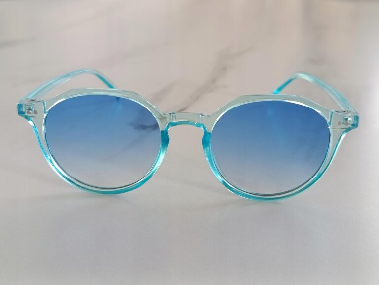 Okulary Przeciwsłoneczne Damskie Transparentne Niebieskie UV400 Retro (5)