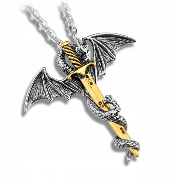 Smok samuraj Miecz naszyjnik Viking Amulet (1)