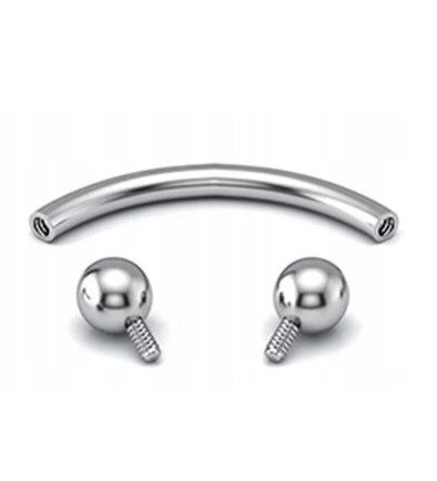 Tytanowy Kolczyk PIERCING Banan z Kuleczkami SREBRNY 1,2/6-10/3+3 (1)