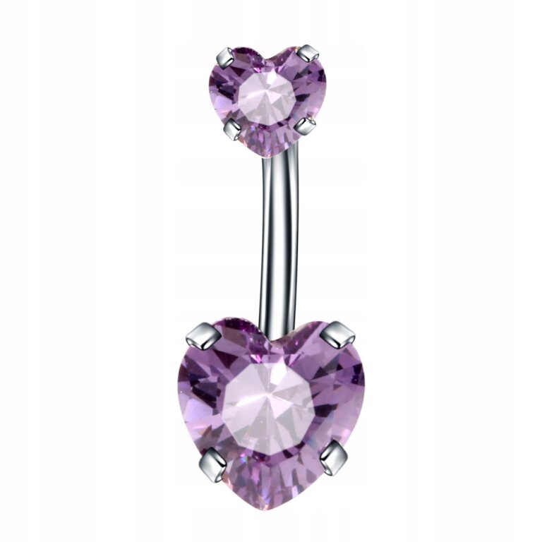 KOLCZYK DO PĘPKA Serduszka Cyrkonie SS316L (1)