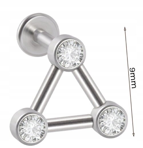 LABRET Śliczny Kolczyk z Cyrkoniami SS316L 1,2/8 (2)