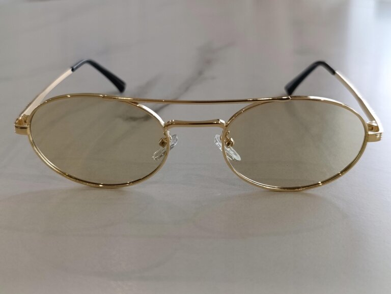 Okulary Przeciwsłoneczne Damskie Pilotki Aviator Złote Metalowe UV400 (5)