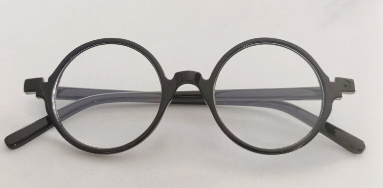 Czarne okrągłe okulary zerówki retro unisex – lekkie oprawki, BLUE-LIGHT (2)