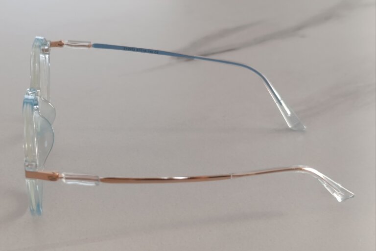 Stylowe okulary zerówki damskie niebiesko-złote elegancki lekka oprawa (7)