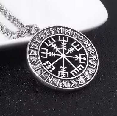 Srebrny Naszyjnik Viking Kompas Vegvisir Runes Nordic (3)