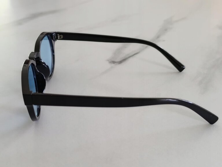 Okulary Przeciwsłoneczne Damskie Męskie Czarne UV400 Niebieskie Szkła Retro (9)