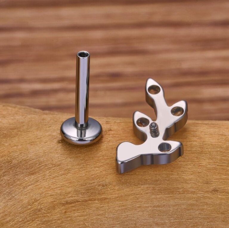  Tytanowy Kolczyk Labret PIERCING Cyrkonie Gałązka Liście HELIX Lobe (2)
