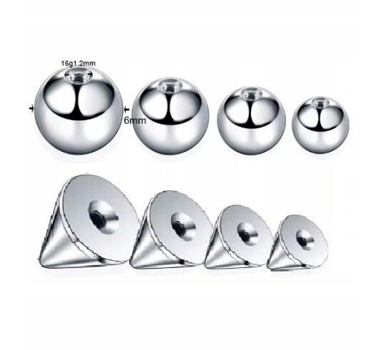 Labret ze stożkiem Kolczyk do Wargi, Ucha, Brody 1,2/6-10/3 mm STAL (4)
