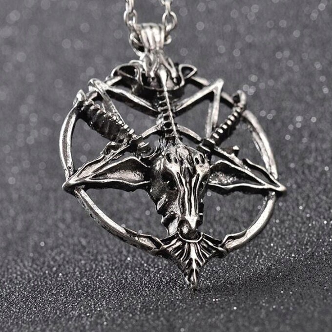 Viking Pentagram Głowa Kozy Naszyjnik Amulet (4)