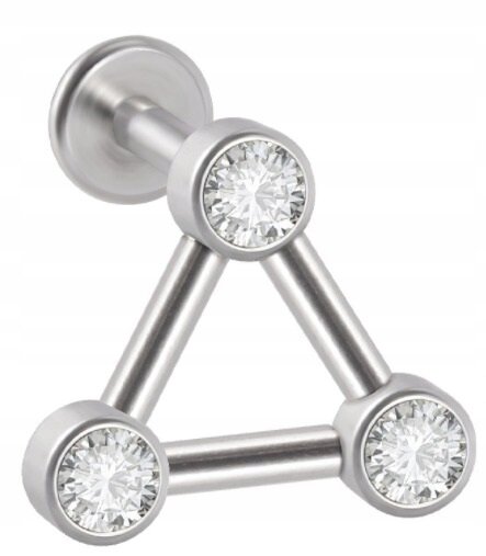LABRET Śliczny Kolczyk z Cyrkoniami SS316L 1,2/8 (1)