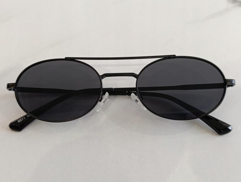 Okulary Przeciwsłoneczne Damskie Pilotki Aviator Czarne Metalowe UV400 (7)