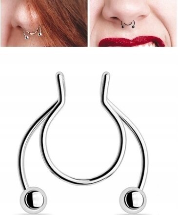 Fake septum U Kolczyk do Nosa Stal Punk Kuleczki (1)