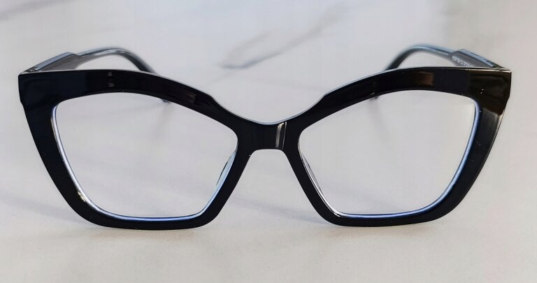 Eleganckie Okulary Zerówki Antiblue Czarne designerskie typu „Cat Eye” (5)