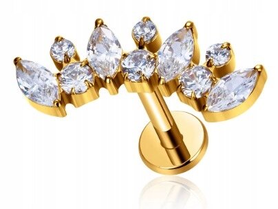 Tytanowy Kolczyk Labret PIERCING Cyrkonie ELEGANCKI HELIX Lobe (1)