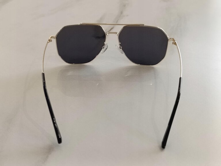 Okulary Przeciwsłoneczne Aviator Premium Black Gold geometryczne, metalowe (8)