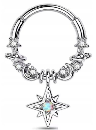 Kolczyk kółko clicker helix Septum Cyrkonie Punk PIERCING Stal 316L 1,2/8-10 (1)