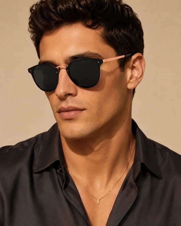 Eleganckie Okulary Przeciwsłoneczne Czarne Złote Unisex UV400 (4)
