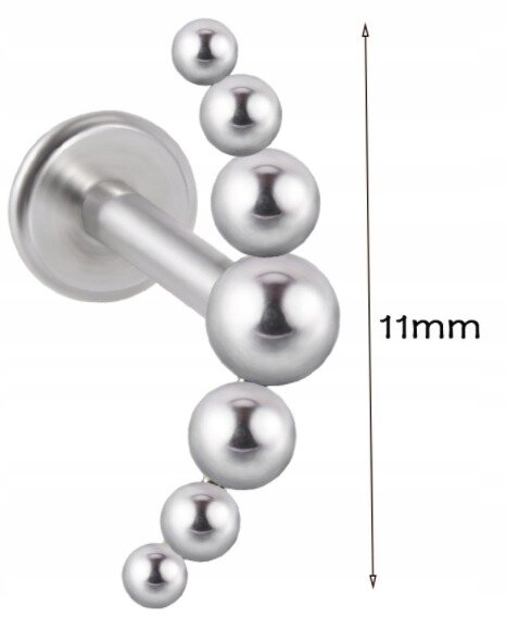 LABRET Śliczny Kolczyk z Kuleczkami SS316L 1,2/8 (2)