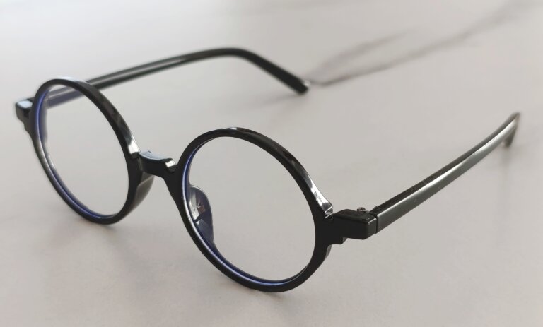 Czarne okrągłe okulary zerówki retro unisex – lekkie oprawki, BLUE-LIGHT (4)