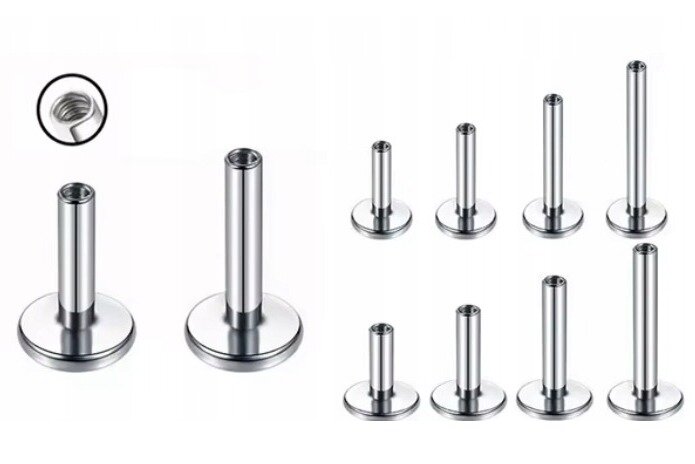 Tytanowy Labret Kolczyk ZŁOTY PIERCING 1,2/6-12 mm (2)
