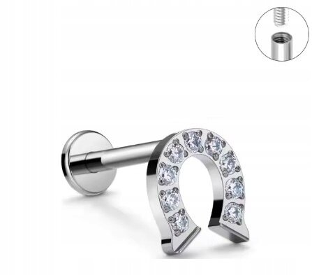 Tytanowy Kolczyk Labret PIERCING Cyrkonie Podkowa HELIX Lobe (2)