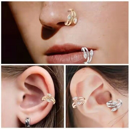 Tytanowy Kolczyk Clicker PIERCING kółko Cyrkonie Muszla HELIX Lobe 1,2/8-10 (5)