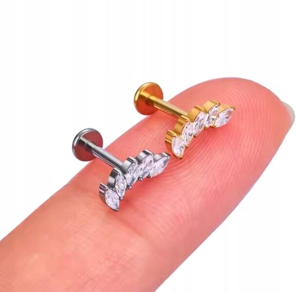 Tytanowy Kolczyk Labret PIERCING z Cyrkoniami HELIX Lobe (4)