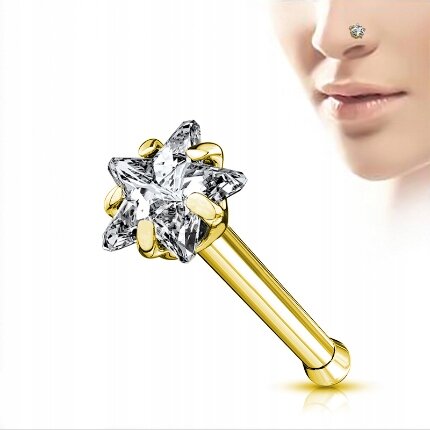 Kolczyk do nosa z Cyrkonią, Gwiazda NOSTRIL 3mm (2)