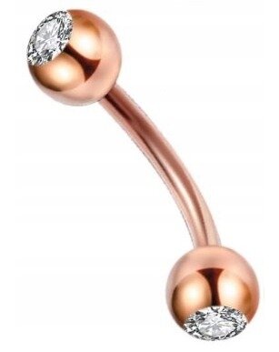 Rose Gold Kolczyk Do Brwi Z Kryształkami SS316L (1)