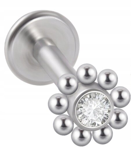 LABRET Śliczna Cyrkonia z Kuleczkami SS316L 1,2/8 (1)