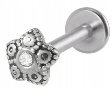 PIERCING Kolczyk Labret z Gwiazdką, Gwiazda Cyrkonia Stal Ch 316L 1,2/8 (1)