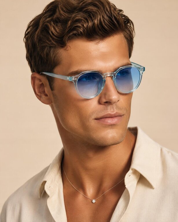 Okulary Przeciwsłoneczne Damskie Transparentne Niebieskie UV400 Retro (3)