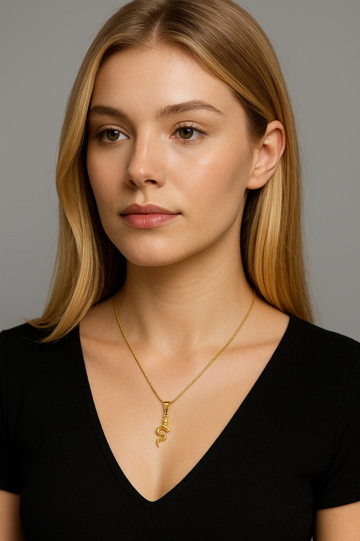 Naszyjnik Z Wężem Wąż Łańcuszek Stylowy STAL CHIRURGICZN Pozłacana 18K (5)