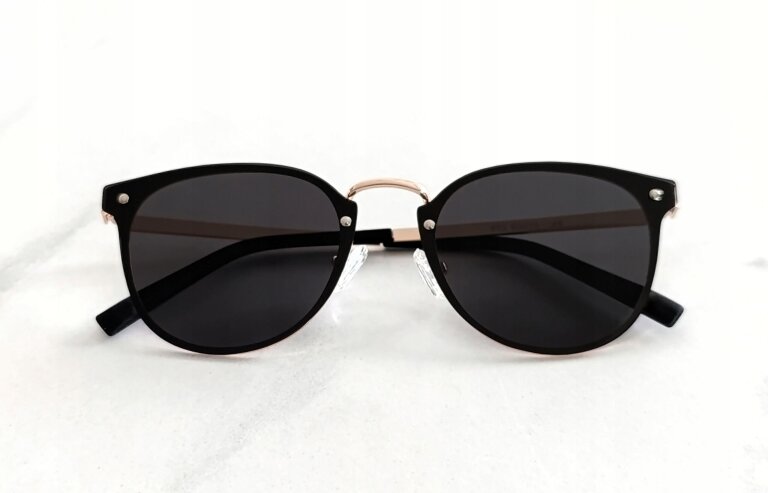 Eleganckie Okulary Przeciwsłoneczne Czarne Złote Unisex UV400 (8)