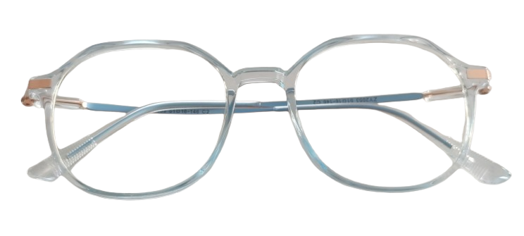Stylowe okulary zerówki damskie niebiesko-złote elegancki lekka oprawa (3)