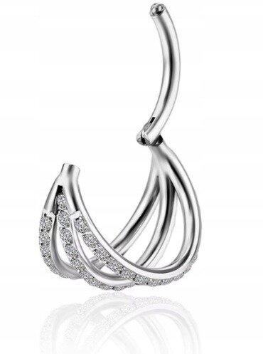 Tytanowy Kolczyk Clicker PIERCING Potrójne kółko Cyrkonie HELIX Lobe 1,2/8-10 (2)