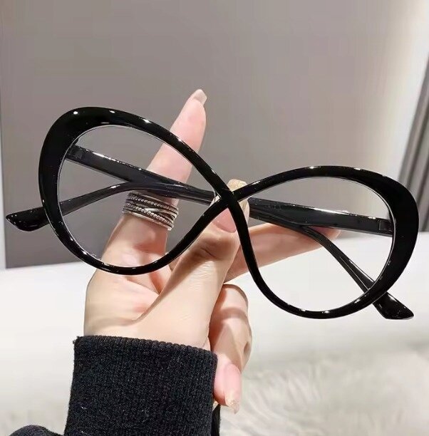 MODNE DAMSKIE OKULARY ZERÓWKI CZARNE OWALNE OPRAWKI (3)