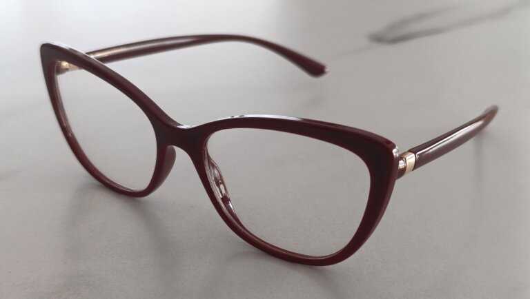 Okulary Zerówki damskie cat-eye bordowe eleganckie (5)