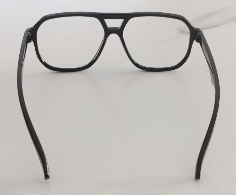 Czarne okulary zerówki retro aviator unisex – modne duże oprawki vintage (7)