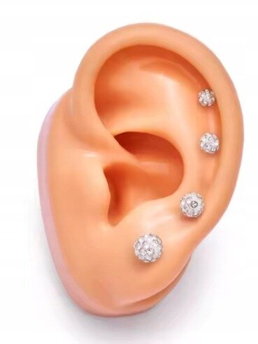 Tytanowy Kolczyk Labret PIERCING Kula z Cyrkoniami HELIX Lobe 1,2/6-10/3 MM (3)