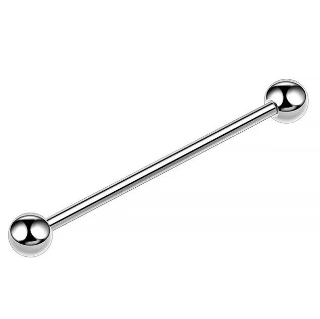 Tytanowy SREBRNY Kolczyk Sztanga Klasyczna Kuleczki PIERCING  (4)