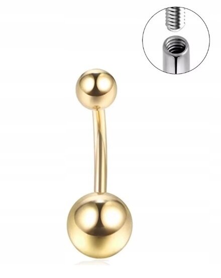 Tytanowy Kolczyk do Pępka z Kuleczkami ZŁOTY PIERCING 1,6/10/8+5 (1)