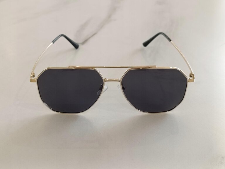 Okulary Przeciwsłoneczne Aviator Premium Black Gold geometryczne, metalowe (5)