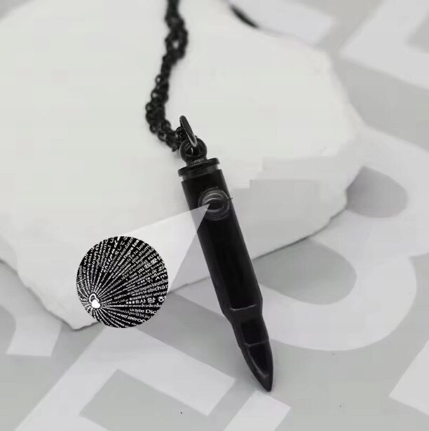 Złoty Naszyjnik z Projekcją Kształt Nabój Łuska STAL Vintage Punk Gothic (5)