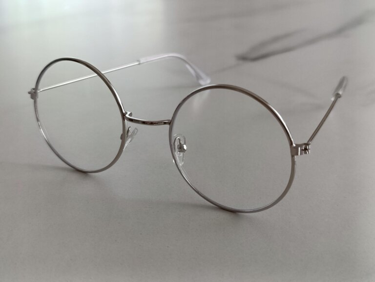 Okulary Zerówki Okrągłe Srebrne Metalowe Lenonki Damskie Męskie Unisex (7)