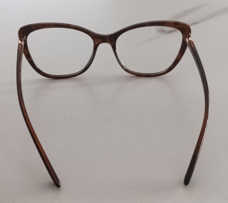 Okulary Zerówki damskie cat-eye czarno-brązowe eleganckie (7)