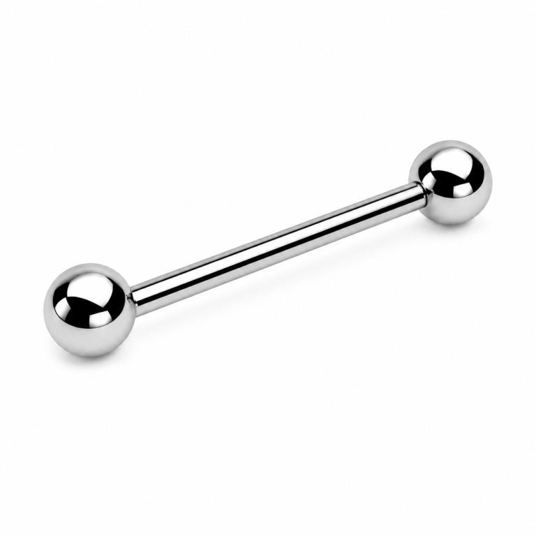 Tytanowy SREBRNY Kolczyk Sztanga Klasyczna Kuleczki PIERCING  (2)