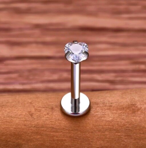 Tytanowy Kolczyk Labret PIERCING z cyrkonią Serduszko HELIX Lobe 1,2/6-10/3 MM (3)
