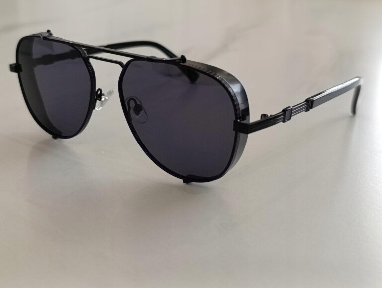 Okulary Przeciwsłoneczne Pilotki Aviator Czarne UV400 Męskie Damskie (6)